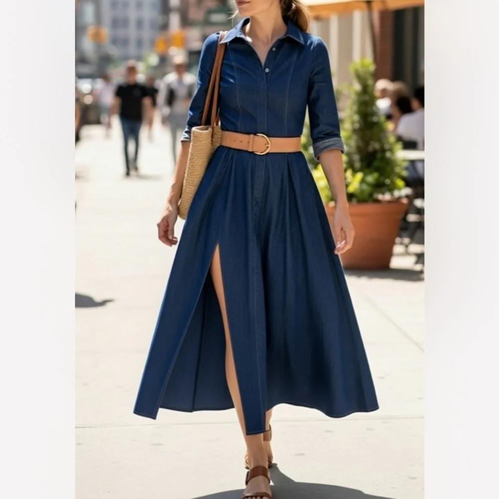 Vintage denim tea dress